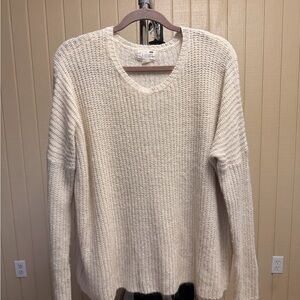 La Hearts Women's Cream Knit Crew Neck Sweater